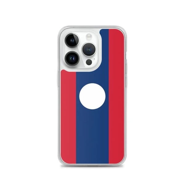 Mobilskal – Laosflagga – Kompatibel med iPhone 14 Pro – Mjukt fodral – Stötskyddat och hållbart – Silikon – Pixelforma