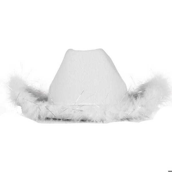 Filt Hat Cow Girl Vit - PTIT CLOWN - Vuxen 59cm - Fjädrar