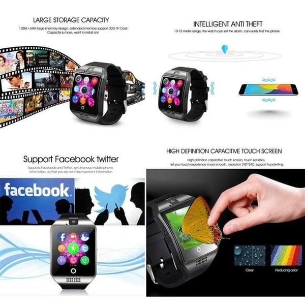 Smartwatch - AIHONTAI - dz09 - Frontkamera - Bluetooth - Kompatibel med Apple - Sort