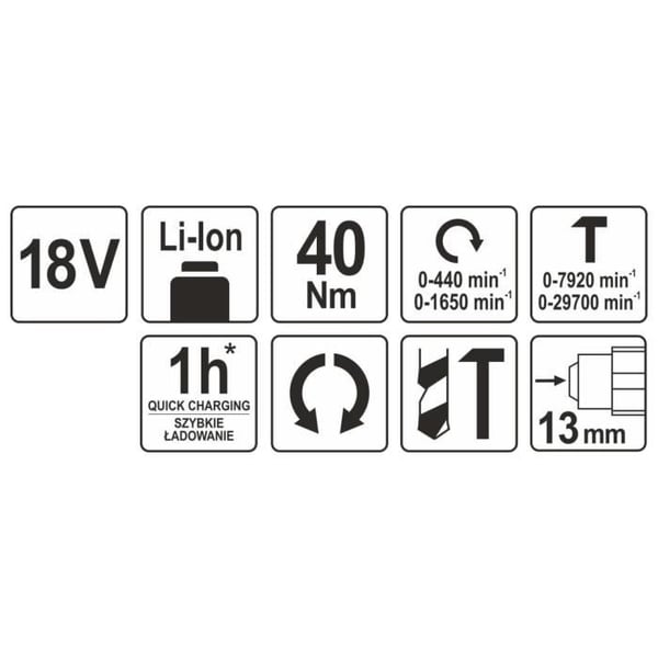 YATO Slagborr utan batteri, 18V 40Nm