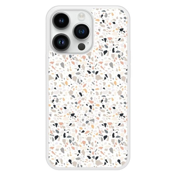 Fodral i förstärkt silikon med tryck kompatibel med Apple iPhone 14 Pro Terrazzo färg