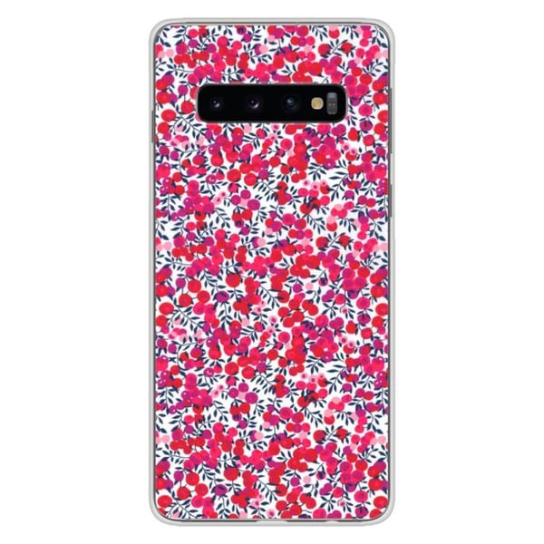 1001Coques - Silikonfodral kompatibelt med Samsung Galaxy S10 Plus - Liberty Wiltshire röd mönster - Originaldesign tryckt i Frankrike