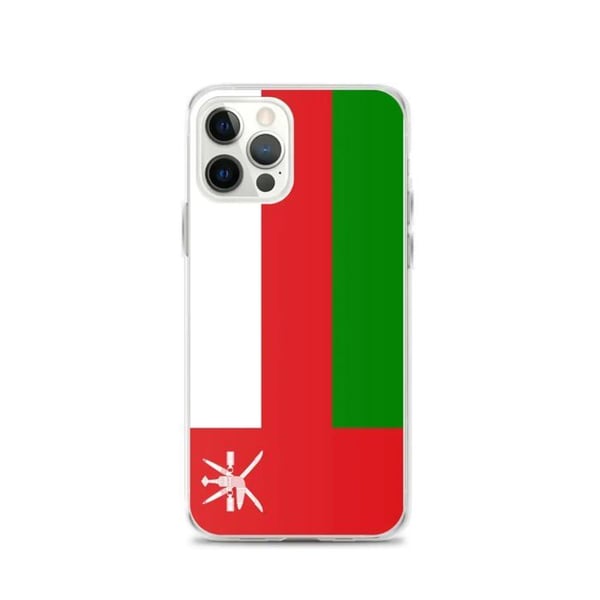 Mobilskal – Omani flaggan – Kompatibel med iPhone 12 Pro – Mjuk foder – Slitstark och stötabsorberande – Silikon – Pixelforma