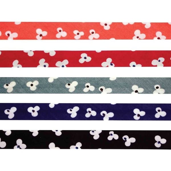 MégaCréa DIY - Biais bomull 1 cm x 1 m Eleganta blommor 5 stycken