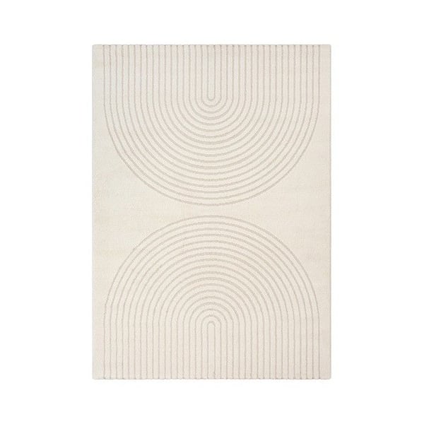 Modern matta med minimalistisk bågmönster, tät sammet 12 mm, designad för samtida salong (Dimension: 120x160 cm - Färg: Crème)