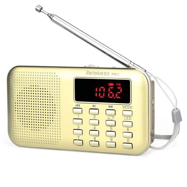 Retekess PR11 Bärbar Radio, FM AM Batteri och Nätdrift, MP3, Högtalare, Stöd för TF-kort/USB, Ficklampa, för Överlevnad, Resa