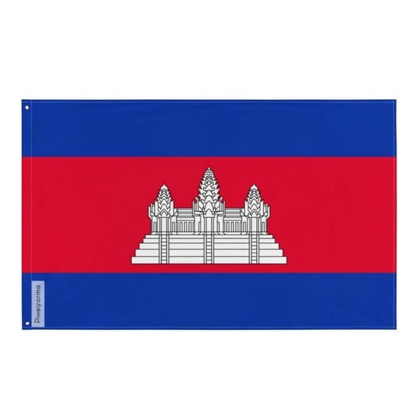 Kambodjas flagga – 160 x 240 cm – Hållbar polyester – 2 metallöglor – Inomhus / Utomhus – Pixelforma