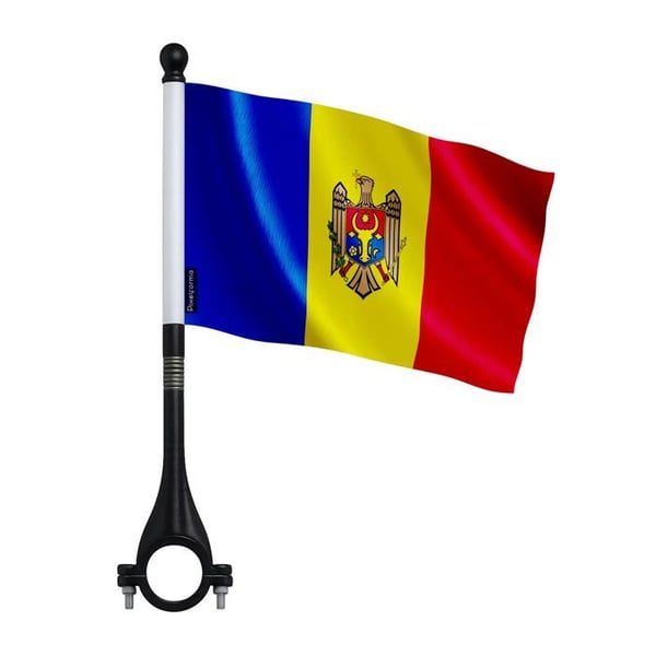 Cyklflagga Moldavien i polyester – 14 x 21 cm – Cykelflagga – 10 stycken
