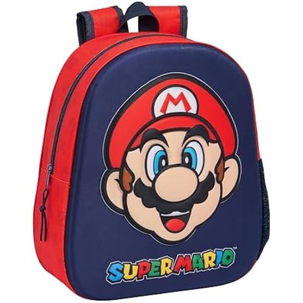 SUPER MARIO skolryggsäck - 3D-design - Lämplig för vagn - Barn - Röd