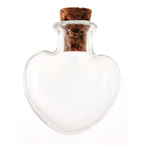 Glasflaska - GRAINE CRÉATIVE - Mini hjärtflaskor - 2,2 cm x 2,5 cm - Korkpropp - Set om 2