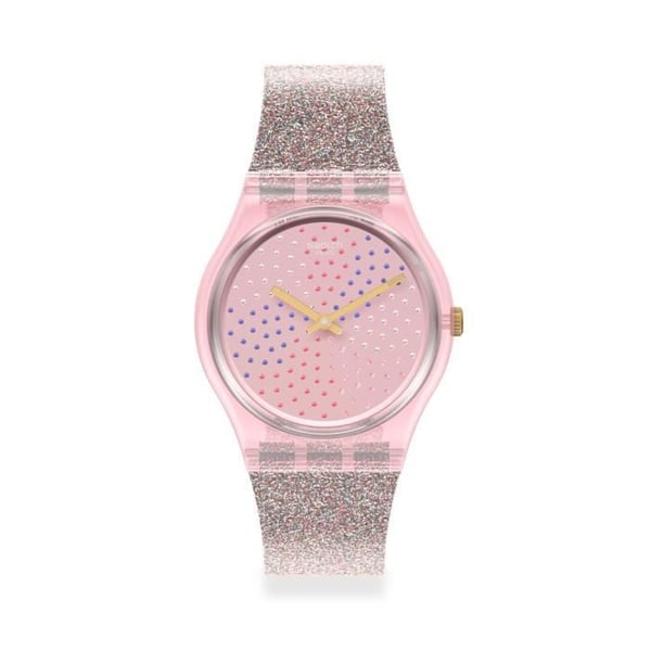 Klocka - SWATCH - Multilumino - Kvarts Schweizisk Tillverkad - Armband silikon med glitter - Rosa