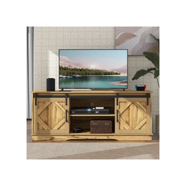 Buffé-TV - MUVOE - Vintage Brunt - 2 skjutdörrar - Justerbara hyllor - 150x40x60cm