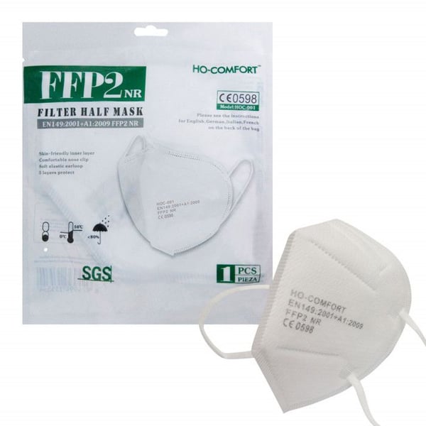 Pack med 25 FFP2NR-masker certifierade enligt standard EN149:2001+A1:2009