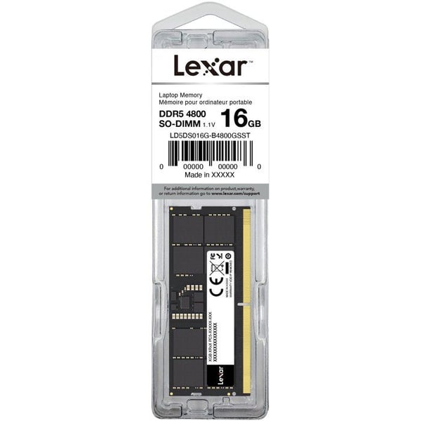 Muistimoduuli - LEXAR - DDR5 16 Gt - 262 PIN So-DIMM - 5600 Mbps CL46 - 1.1 V - Blister