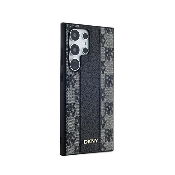 DKNY Rutigt läder Mono Pattern MagSafe - Fodral till Samsung Galaxy S24 Ultra (svart)