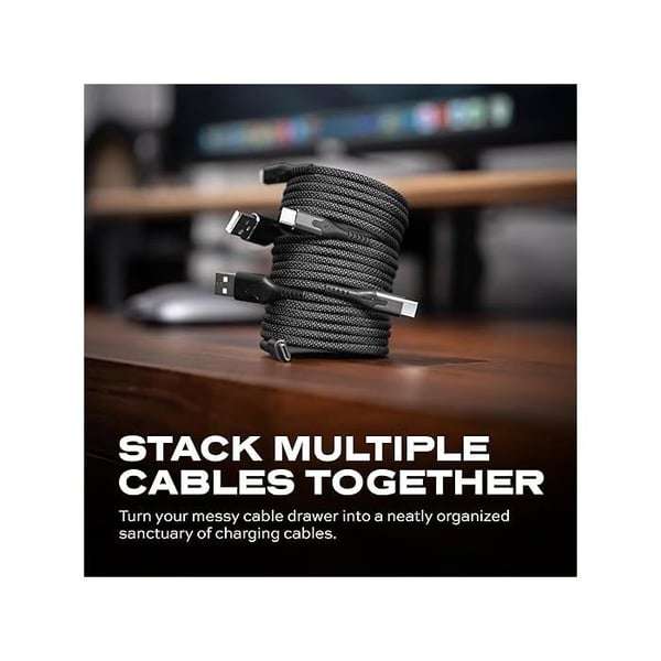 USB-A till USB-C-kabel - STATIK - Magstack - 2M - Snabbladdning - Universell kompatibilitet