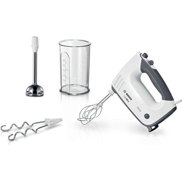 Bosch MFQ37470 Håndmixer 750W 5 Hastigheder + Turbo Sort og Hvid