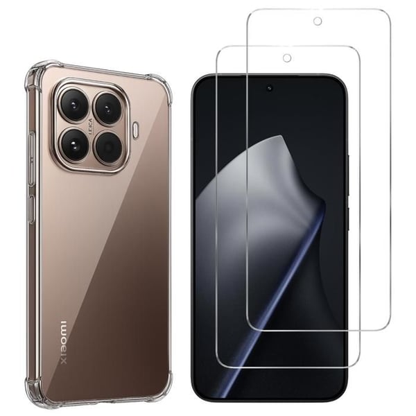 Stöttåligt fodral för Xiaomi 15T PRO och 2 Stycken Härdat Glas Skyddsfilm Phonillico®