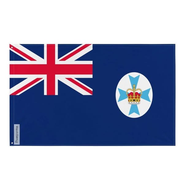 Queensland-flagg – 120 x 180 cm – Hållbar polyester – 2 metallöljett – Inomhus / Utomhus – Pixelforma