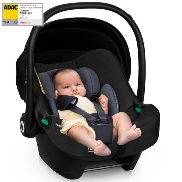 Bilbarnstol 40-87 cm LIONELO Astrid i-Size - Baby Cosi - ADAC - Lätt - Grupp 0+ - Svart/Grå
