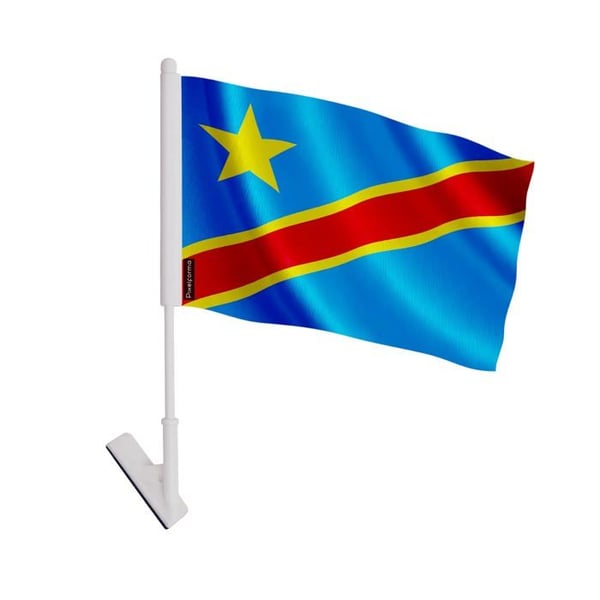 Klistret flagga Demokratiska republiken Kongo – 14 x 21 cm – Mjuk polyester – Lätt att klistra – 1 styck – Pixelforma