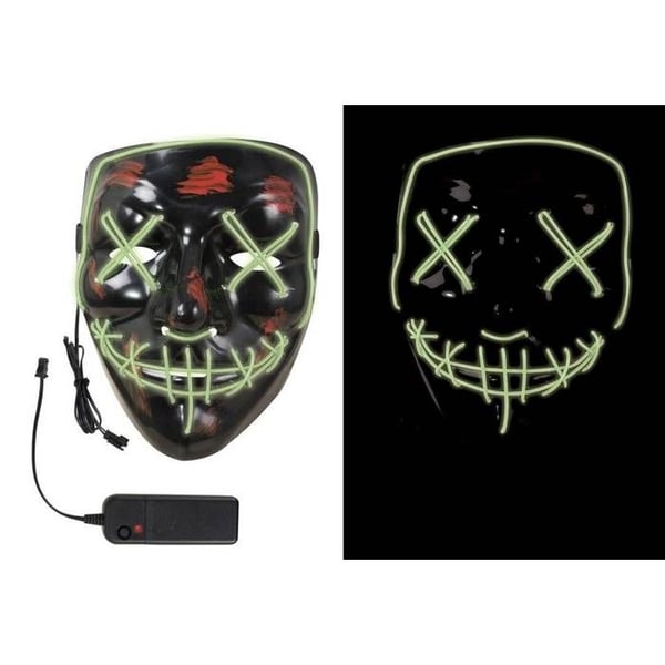 Ansiktsmask - Utklädningsaccessoar - Amerikansk mardröm - Luminös mördare - Grön - LILLA KLOVNET