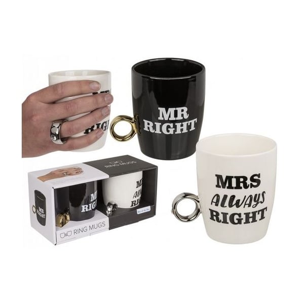 Tassarna med ring Mr Right och Mrs Always Right Mug ring