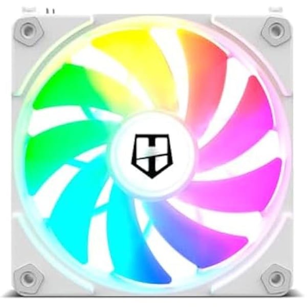 NOX XTREME-PRODUKTER Hummer EASY LINK WHITE - 120 mm fläkt, ARGB LED, ultratyst PMW, 9 blad, inga kablar, 4 kuddar