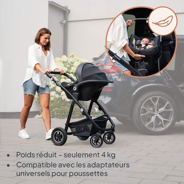 Bilbarnstol 40-87 cm LIONELO Astrid i-Size - Baby Cosi - ADAC - Lätt - Grupp 0+ - Svart/Grå