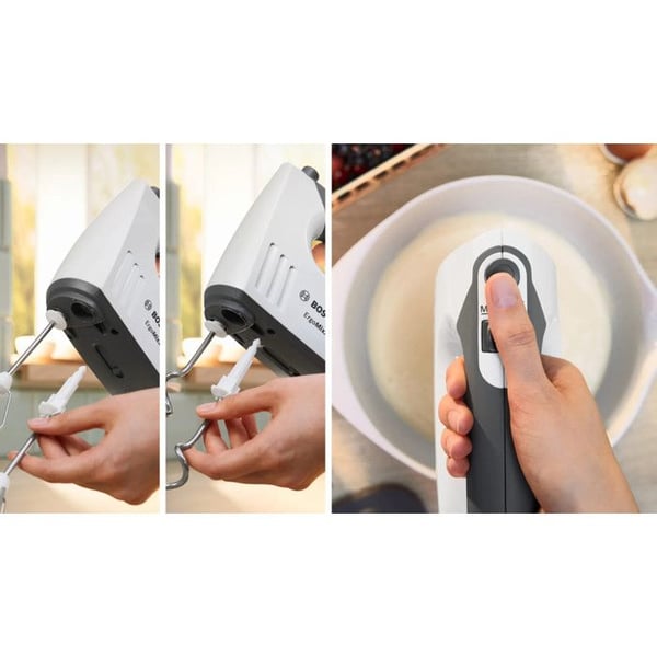 Bosch MFQ37470 Håndmixer 750W 5 Hastigheder + Turbo Sort og Hvid