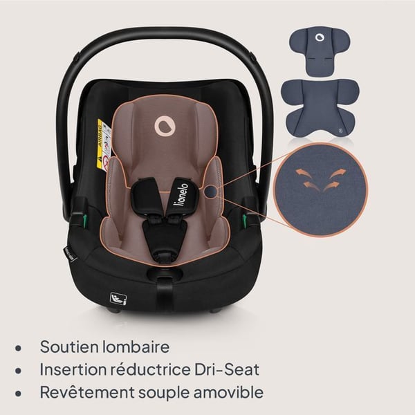 Bilbarnstol 40-87 cm LIONELO Astrid i-Size - Baby Cosi - ADAC - Lätt - Grupp 0+ - Svart/Grå