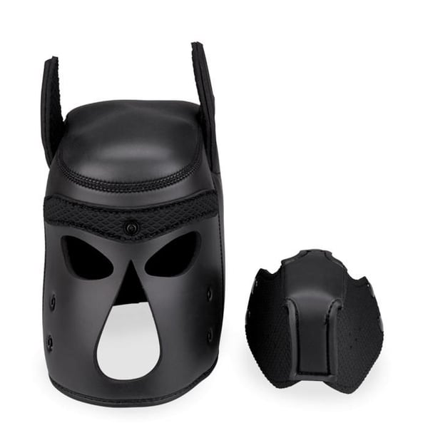 Hundcagoule i neoprén med färgglad nos Puppy Play Kinky - Svart