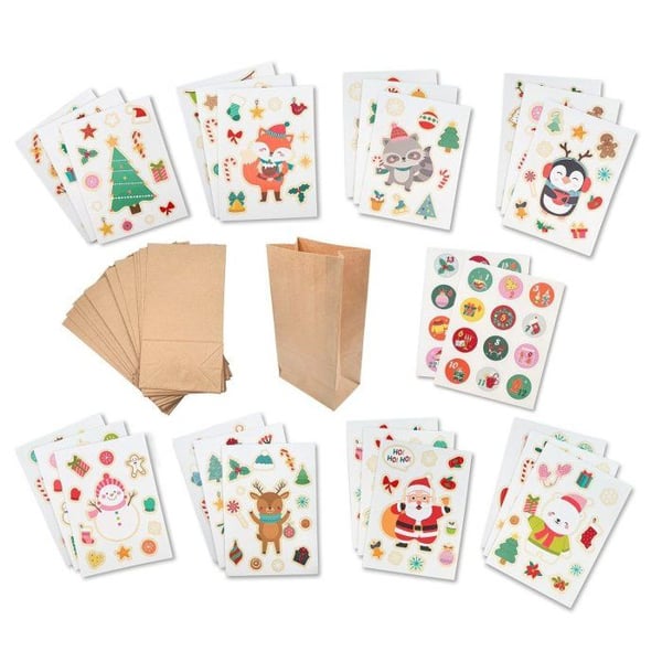 MégaCréa DIY - Adventskalender fickor kit kraft 13 x 24 x 8 cm 24 delar