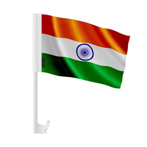 Flagga Bil Indien – 14 x 21 cm – Polyester Tyg – Fäste på Fönster – 20 stycken – Pixelforma
