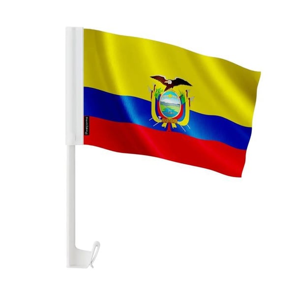 Flagga Bil Ecuador – 14 x 21 cm – Polyester Tyg – Fäste på Fönster – 20 stycken – Pixelforma