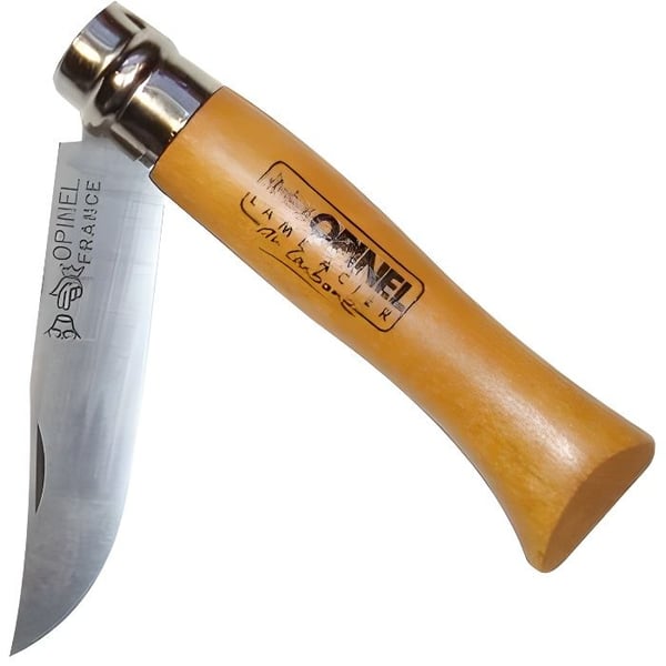 Karbontåkniv - OPINEL - n8 - Handtag i bok - Blad på 8,5 cm