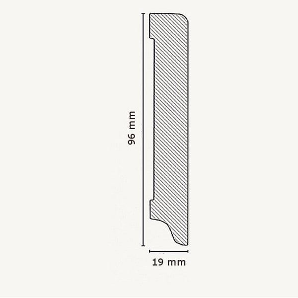 PROVISTON MDF-sockel 19 x 96 x 2500 mm Vit att limma, klippa, skruva &amp; spikbelagd MDF-kärna 62,5 meter | 25 stycken