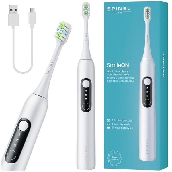 Sonic tandborste - Spinel Care - SmileON - 3 lägen - USB-C - 60 dagars autonomi - Vattentät IPX7