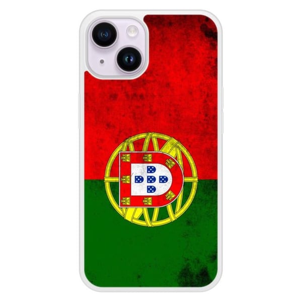 Förstärkt silikonfodral, tryckt, kompatibelt med Apple iPhone 14, Portugals flagga