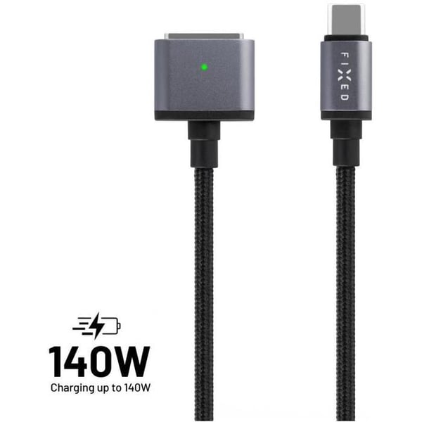 Strømledning - FAST - USB-C/MagSafe 3 - 2m - 140W - Grå flettet