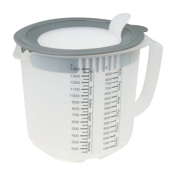 Blandnings- och doseringsglas - Dr Oetker - 1,4 liter - Halkfri - Lock med variabel flöde - Plast