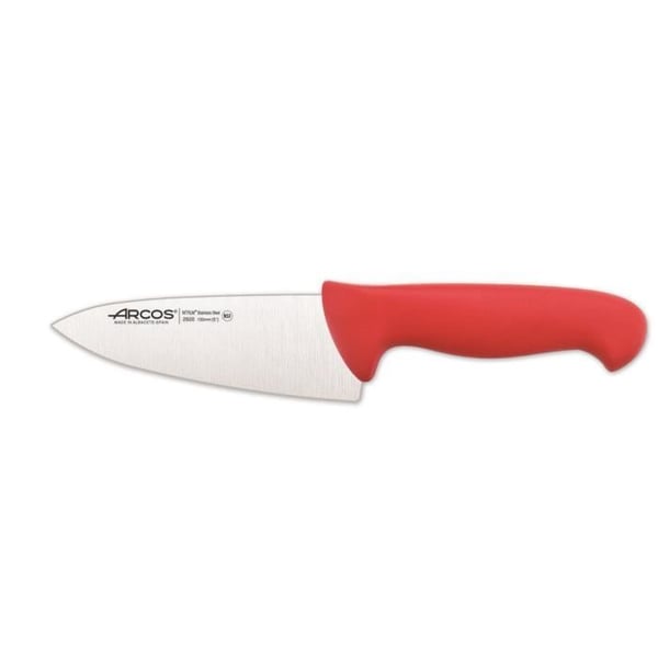 Kockkniv - ARCOS - Prof 292022 - NITRUM rostfritt stål - Ergonomiskt blad 15 cm - Röd