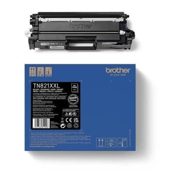 Svart toner - BROTHER - TN821XXLBK - 15 000 sidor