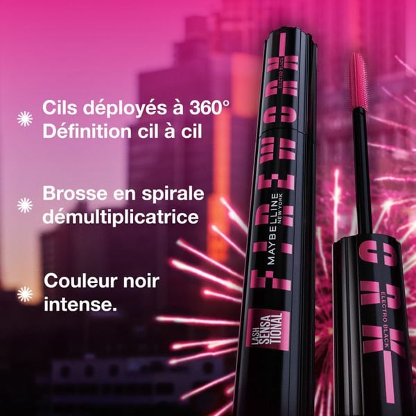 Maybelline New York Mascara Cils Sensational Firework Electro Black Effekt Cils Utrullade i 360°