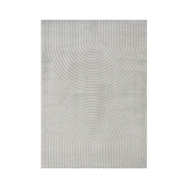 Modern matta med minimalistisk bågmönster, tät sammet 12 mm, designad för samtida salong (Dimension: 160x220 cm - Färg: Grå)