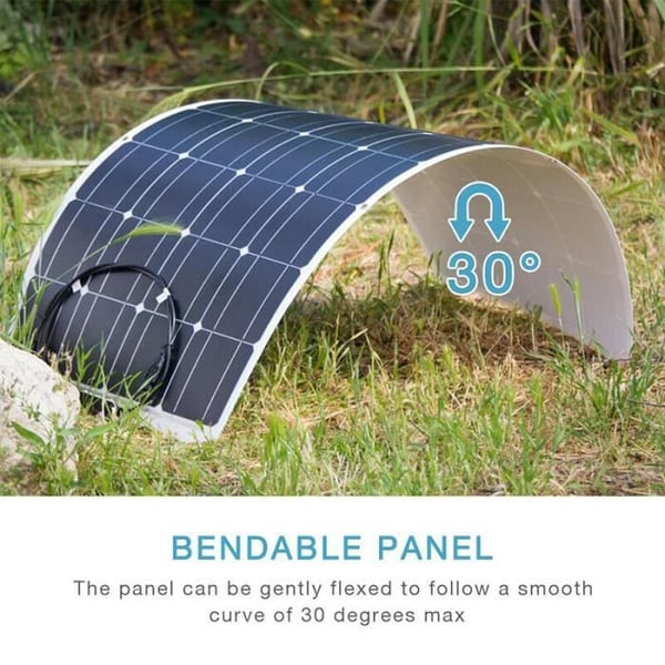Dokio – fleksible solpaneler 18V/16V, 100W til campingvogn/bil/hus