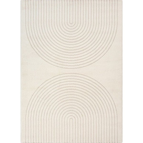 Melis Home Mat i storlek färg Grå 160 x 220 cm modern båge mönster minimalistisk tät sammet 12 mm design vardagsrum