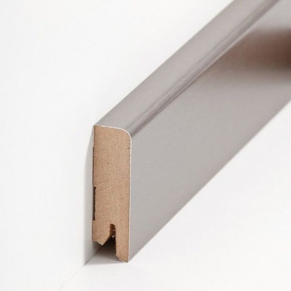 PROVISTON Sockel nr 390 MDF 16 x 58 x 2500 mm silver för att limma, klämma, skruva & spika Belagd MDF-kärna 62,5 meter | 25 stycken