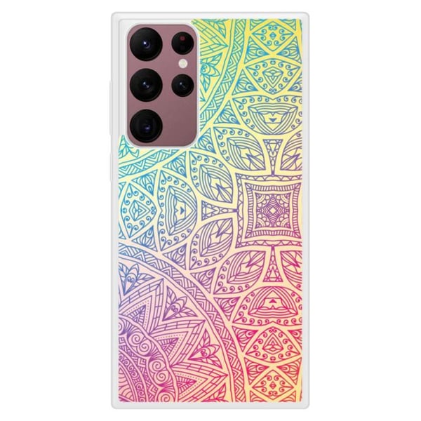 Förstärkt silikonhölje med tryck som är kompatibelt med Samsung Galaxy S22 Ultra Mandala Pastell