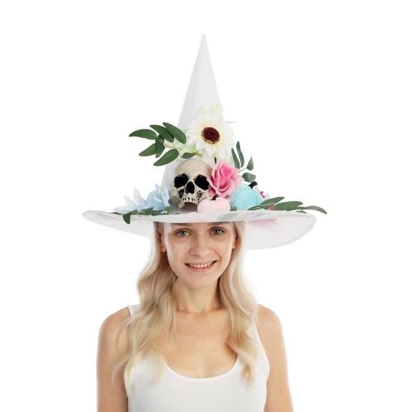 Häxa hatt - PTIT CLOWN - 23534 - Vit - Pastellblommor - Halloween/Cosplay tillbehör